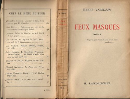 Feux Masqués, Roman