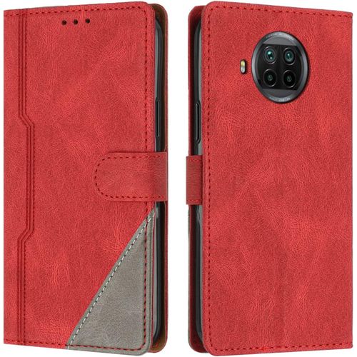 Coque pour Xiaomi MI 10T Lite 5G, Housse en Cuir PU Portefeuille, Etui de Protection a Rabat Magnetique Coque pour Xiaomi MI 10T Lite 5G, Rouge