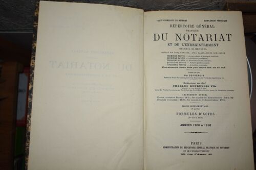 Répertoire Général Pratique Du Notariat - Tome 3 - Année 1906 À 1910