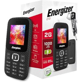 Energizer - Mobile E13-2G - Téléphone Portable Double Sim - Noir - Mini SIM - Débloqué - Torche