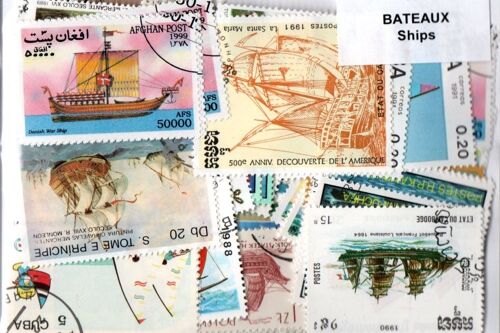 Lot 100 Timbres Thematique " Bateaux "