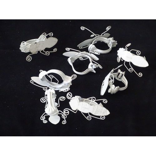Lot de 8 anneaux pinces pour rideaux décor scarabée blanc