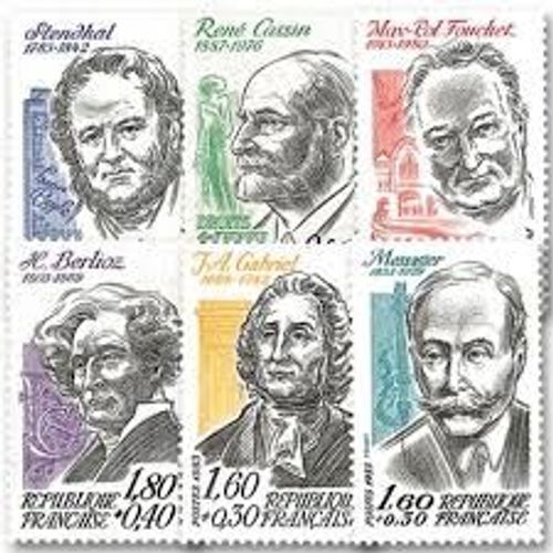 André Messager, Jacques-Ange Gabriel, Hector Berlioz, Max-Pol Fouchet, René Cassin, Stendhal Série Complète Année 1983 N° 2279 2280 2281 2282 2283 2284 Yvert Et Tellier Luxe