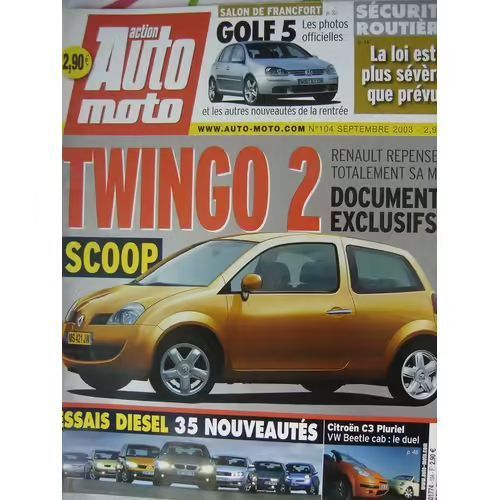 Action Auto 104 De 2003 New Beetle Cabriolet,Citroen C3 Pluriel,Porsche 911 Carrera 4s Cabriolet,Cadillac Sixteen,Nissan 350z Pack,Ford Mondeo,Alfa 156 Jtd,Bmw 530d,Renault Scenic,Megane Dci,Ducati Mu
