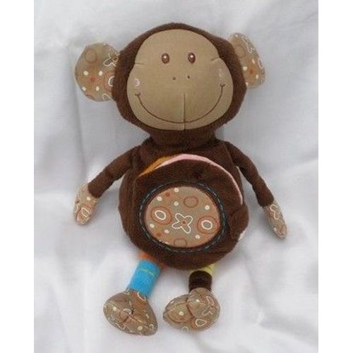 Doudou Peluche Singe Marron Livre Basile Lilliputiens