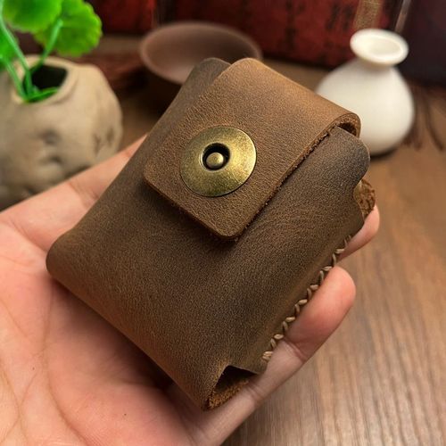 Étui à briquet en cuir cousu à la main, sac de rangement portable pour briquet Zippo Zorro