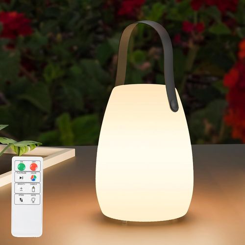 Lampe De Table Led Extérieur 1 Pièces Avec Télécommande Blanc Chaud 8 Couleurs Intensité Variable Lampe De Table Sans Fil Étanche Ip44 Pour Votre Maison Et Jardin (Silicium,Petit)