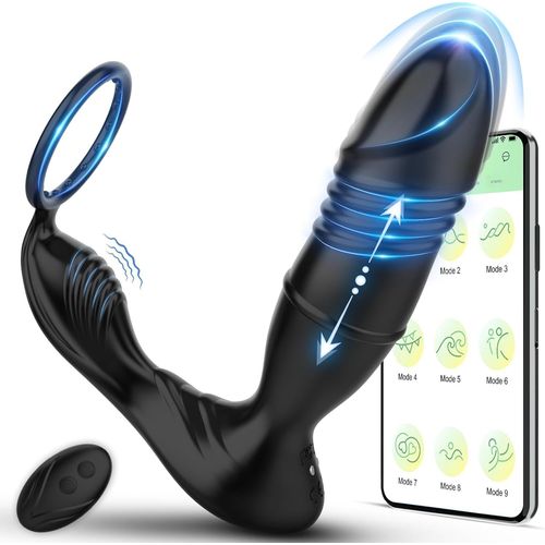 Gouts Et Couleurssex Toys Plug Anal Vibromasseur Pour Homme - Gode Masturbeuse Pour Gay, Masseurs De Prostate Vibrant Avec Anneau Pénien, Sextoy Anus Plugs Anals Avec 9 Modes Télescopiques 9 Modes Vi