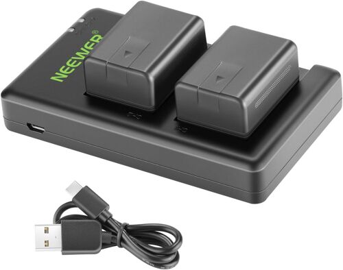 NEEWER VW-VBT190 Batterie (Lot de 2/1950mAh) avec Chargeur Double USB Compatible avec Panasonic HC-V110 V130 V160 V180 HC-V201 V210 V250 HC-V380 HC-V510 V520 V550 HC-V710 V720 V750 V770 HC-VX870
