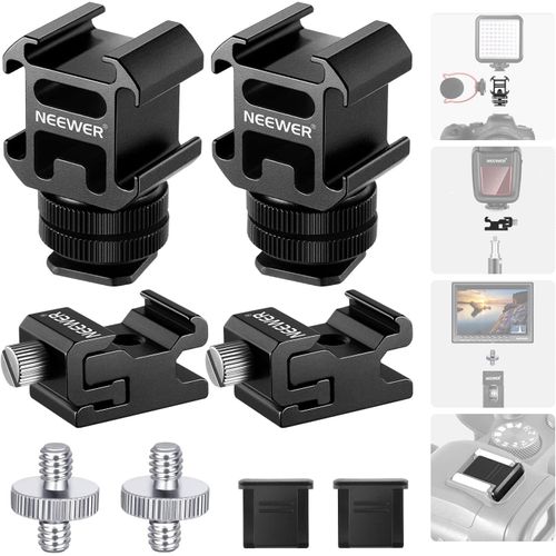 NEEWER 8 PCs Adaptateur de Montage de Chaussure Chaude, y Compris Triple Cold Shoe Mount, Adaptateur à vis 1/4", Support de Flash et Couvercle de Sabot pour Caméra de DSLR,lumière LED, Microphone,etc