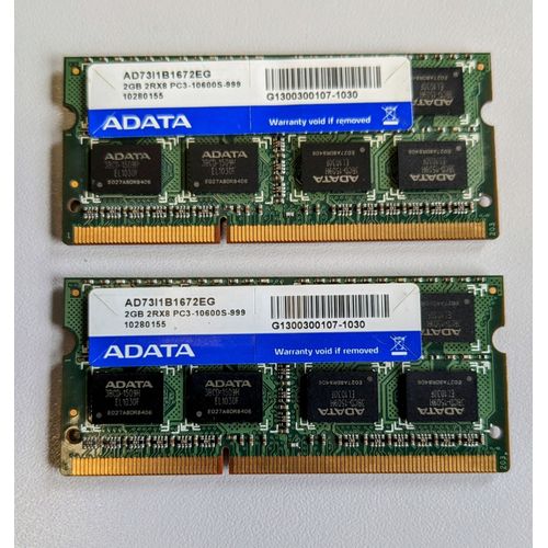 Mémoire RAM ADATA AD73I1B1672EG (4G - 2x2Go) 1333 MHz - PC3-10600S SODIMM
