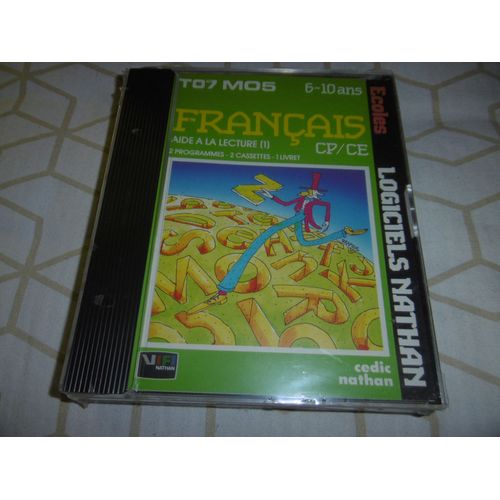Cassettes " Francais Aide A La Lecture N° 1 " Cp/Ce Pour Thomson To7/Mo5 Nathan 4n4012