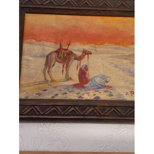 J.Petit, Prière Dans Le Désert, Huile Sur Toile