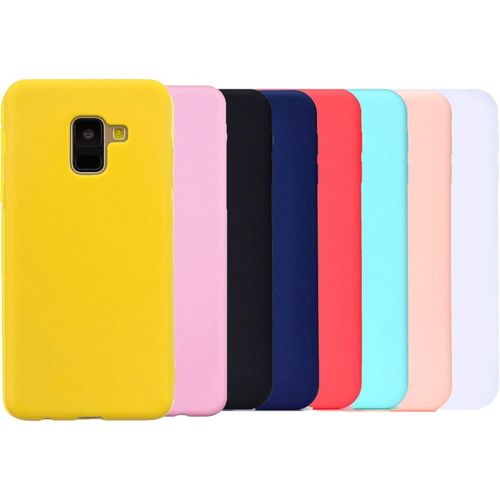 TRAHOO-8X Coque pour Samsung Galaxy A8 2018, Etui TPU Gel Silicone Souple Coque Cover Soft Case Housse Protection Anti Rayures - Rouge, Bleu Foncé, Rose Foncé, Vert, Jaune, Rose, Blanc, Noir