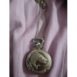Montre À Gousset Motif Pêche Avec Chaîne