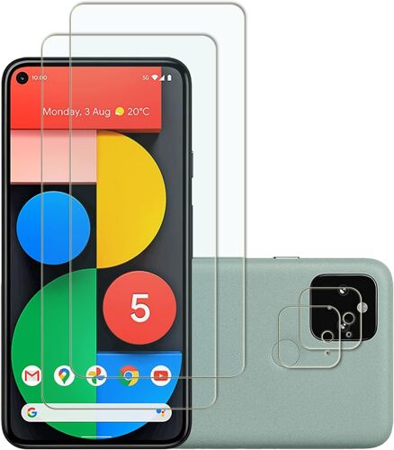 LORANKA-[Lot de 2+2 Verre Trempé pour Google 5 5G Glass écran Protecteur,Dureté 9H, 2X protection camera verre trempé Anti Rayures,sans Bulles,Anti-Trace de Doigts,HD Verre,pour¿ Google 5 5G