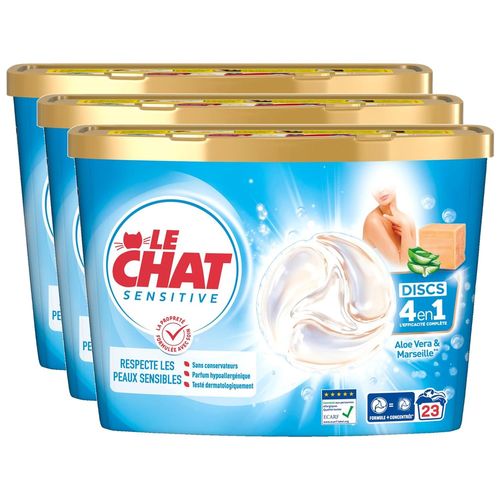 LE CHAT Lot de 3 Discs Savon de Marseille Aloe Vera x23