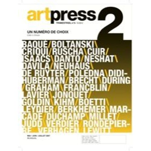 Artpress 2 Trimestriel N°5 Un Numéro De Choix