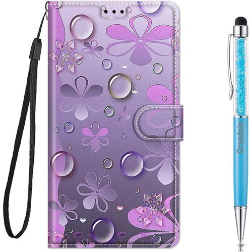 Sjzg-Coque Pour Samsung Galaxy A03s, Mode Créatif Effet Bookstyle Désign Étui De Protection Housse En Pu Cuir Avec Portefeuille Fermeture Magnétique Fentes Pour Cartes (Fleur)