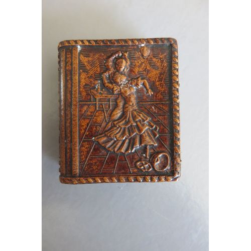 Ancien Étui En Cuir Boîte D'Allumettes