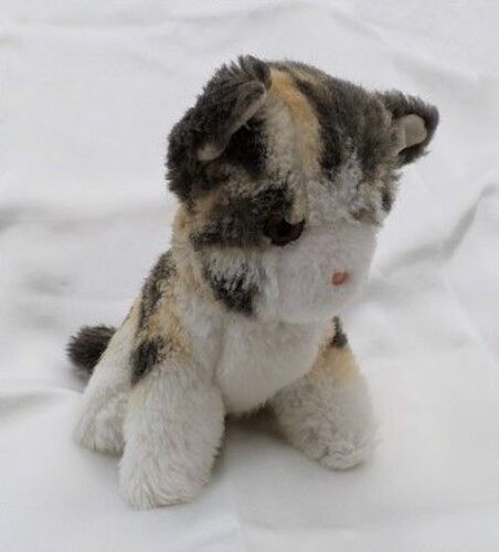 Doudou Peluche Chat Assis Beige Noir Blanc Vintage Boulgom