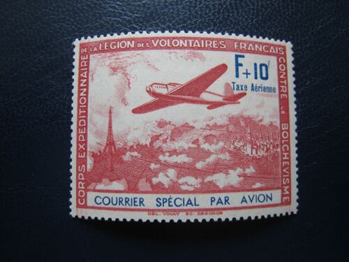 Timbre France Neuf ** L. V. F. N° 3 - F+10f Carmin Et Bleu - 1941