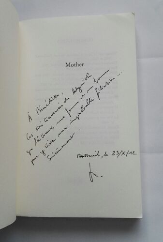 Luc Lang Mother Avec Un Envoi Autographe Signé 2012 Stock