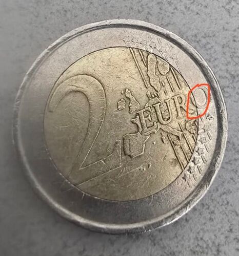 Pièce Fe 2 Euro -Faute Marqué