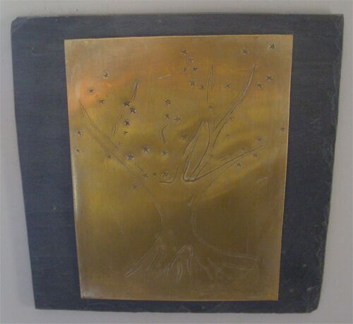 Création artisanale - Gravure sur cuivre / Ciselé à la main / Montage sur ardoise et bois