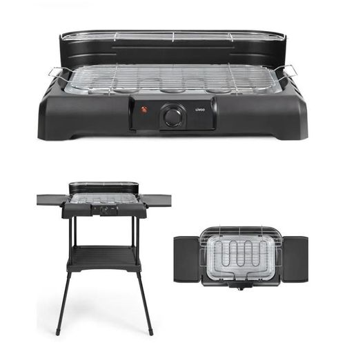 Barbecue Electrique 2200W sur Pieds ou de Table Noir et rouge Acier et chrome 2200W