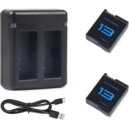 Hero 13 Batterie 2100 mAh entièrement Compatible avec Hero 13 Black (Lot de 2 Batteries, Charge Rapide de Type C)