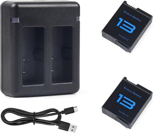 Hero 13 Batterie 2100 mAh entièrement Compatible avec Hero 13 Black (Lot de 2 Batteries, Charge Rapide de Type C)