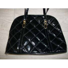 Pochette Bandoulière BARRET En Cuir Verni Noir - Fait Main En Italie, Très Bon état