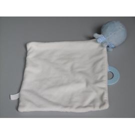 Doudou Pieuvre Bleu Mouchoir Blanc Pommette