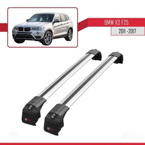 Barres De Toit - Ace-2 - Compatible Bmw X3 (F25) 2011-2017 - Aluminium Gris - Charge Utile 300 Kg