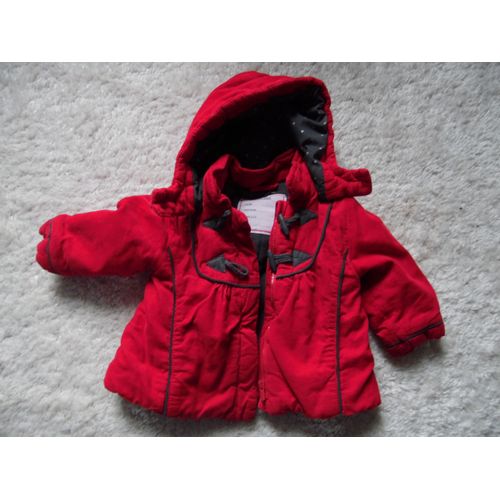 Manteau Bébé Fille Rouge Polaire À L'Intérieur " Obaibi " Taille 12 Mois Idée Cadeau