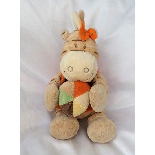 Doudou Peluche Musical Zèbre Zamba Orange Beige Ballon Noukie's