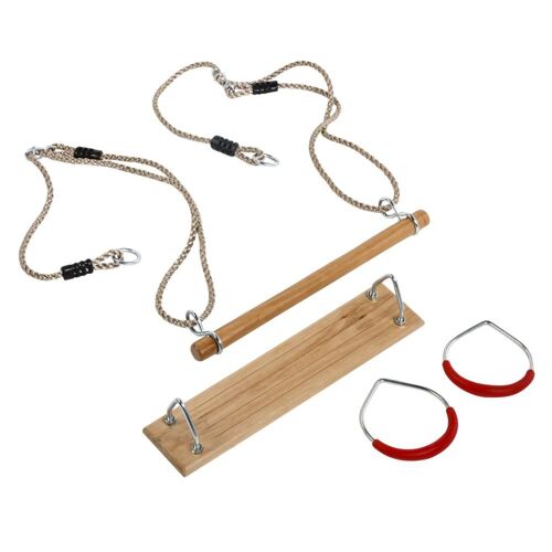 Kit 3 Accessoires Balançoire + Anneaux De Gym + Trapèze