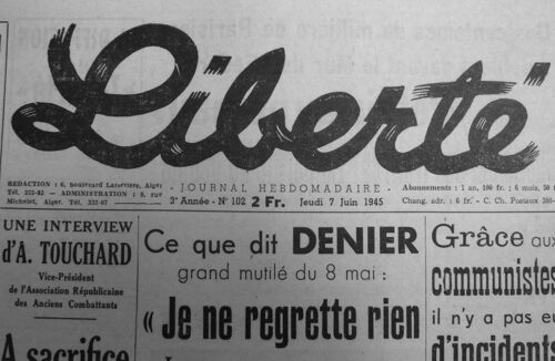 Journal D’Afrique Du Nord « Liberté » En 44/45