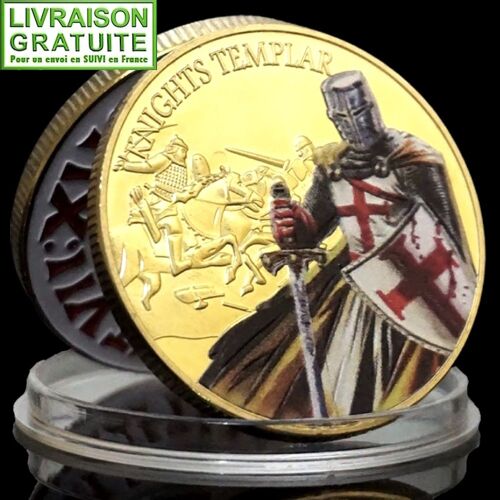 Les Templiers Chevaliers - Pièce Médaille Commémorative Plaquée Or (Réf 5b)