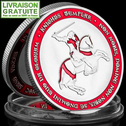 Les Templiers Chevaliers - Pièce Médaille Commémorative Plaquée Argent (Réf 8b)