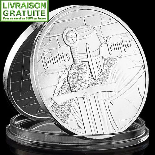 Les Templiers Chevaliers - Pièce Médaille Commémorative Plaquée Argent (Réf 6)