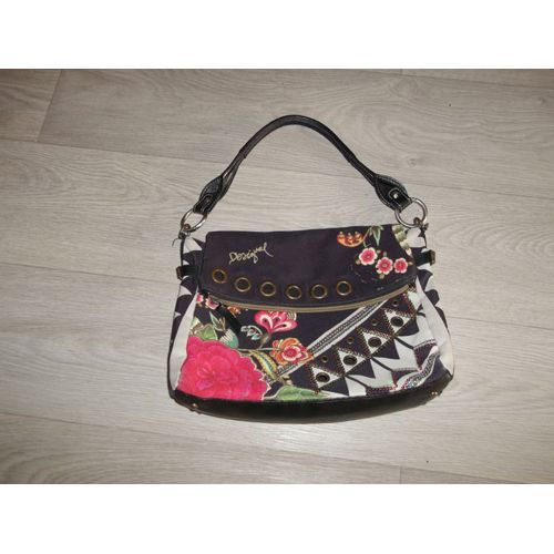 Sac à main DESIGUAL multicolore fleurs oeillets paillettes BE