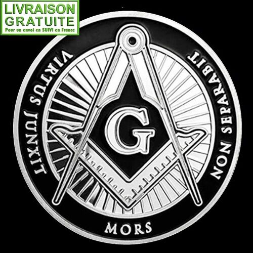 Franc-Maçon Franc-Maçonnerie - Pièce Médaille Commémorative Plaquée Argent (Réf 1b)