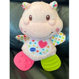 Doudou Hippopotame Vtech pouet rose et vert 17cm
