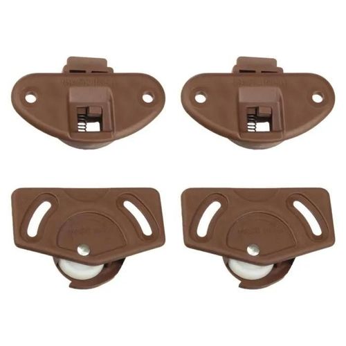 cyclingcolors 2x Garniture complète pour porte coulissante monture et guide en plastique roulette rail fourniture coulisse, marron
