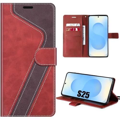 Coque pour Samsung Galaxy S25 - Protection Rabat Anti-Rayures Antichoc - Rouge - E.F.Connection