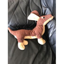 Doudou peluche chien teckel marron et beige ikea 45cm