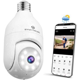 jum-Caméra Surveillance Ampoule Extérieure Étanche,Caméra Wifi Sans Fil 2,4 Ghz,Caméra Sécurité Intelligente 2K Avec Vision Nocturne Couleur,Détection Mouvement Humain,Compatible Avec Alexa