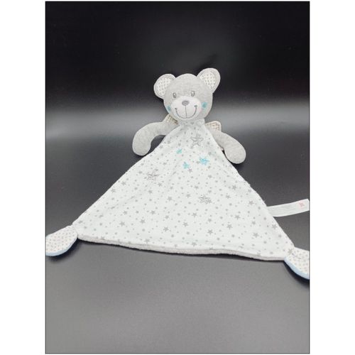 Doudou ours gris blanc et bleu triangle étoiles ange - nicotoy simba